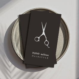 Cartão De Visita Hairstylist para tesouras prateadas de farelo pret