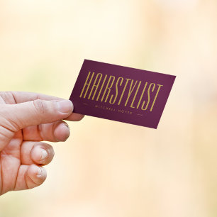Cartão De Visita Hairstylist Profissional - Borgonha E Dourada