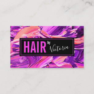 Cartão De Visita Hairstylist Salon Modern Abstrato Neon Pink Chic