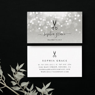 Cartão De Visita Hairstylst do Brilho de Platina