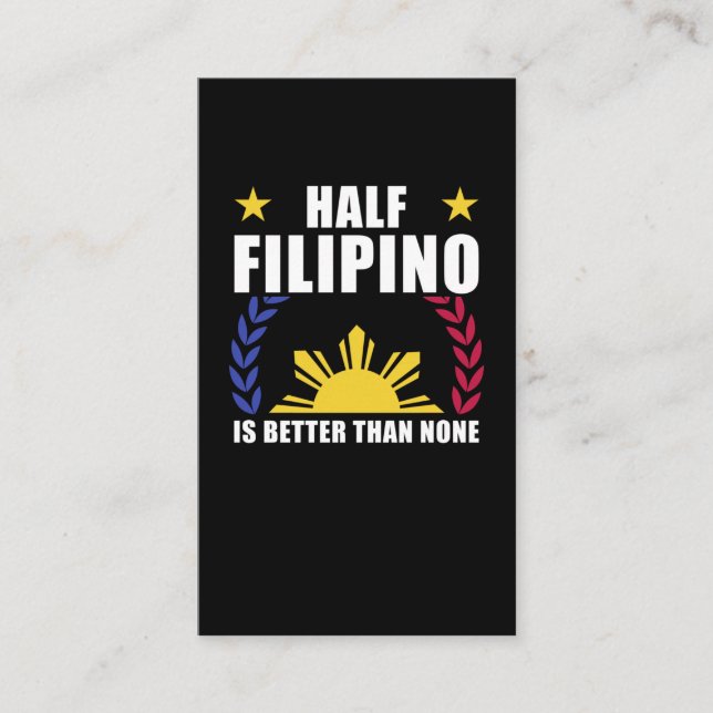Cartão De Visita Half Filipino Americano Filipinas Pinoy Pinay (Frente)