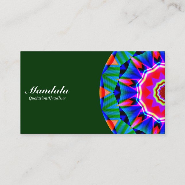 Cartão De Visita Half Mandala 08 - Verde Escuro 003300 (Frente)