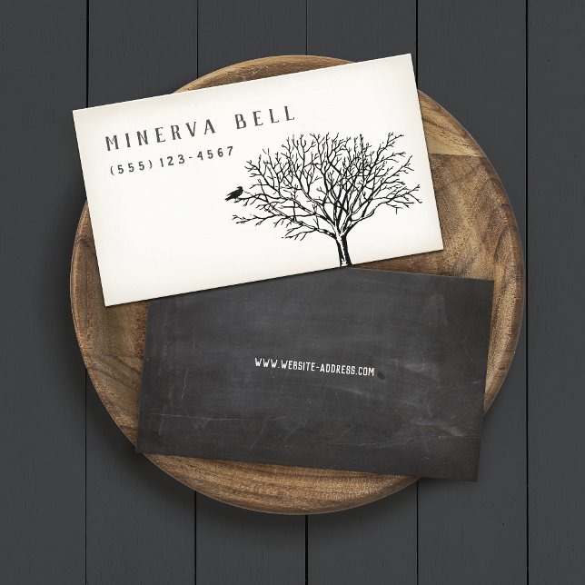 Cartão De Visita Halloween Crow na placa de chamada de árvore (Criador carregado)
