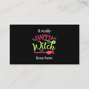 Cartão De Visita Halloween Gift   Uma Bruxa Realmente Feliz Vive Aq