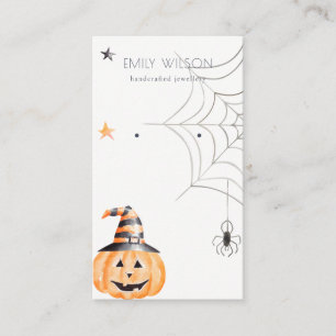 Cartão De Visita Halloween Pumpkin Spider Web Earrando Joias