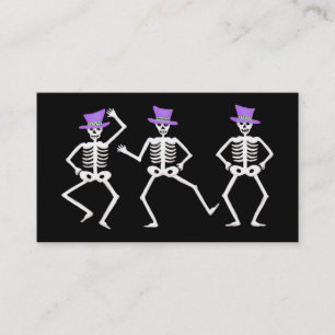 Cartão De Visita Halloween Whimsy Dancing Skeletons Purple Top Hat