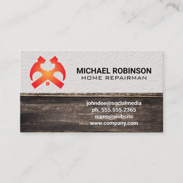 Cartão De Visita Hammers e Home | Madeira de parede (Frente)