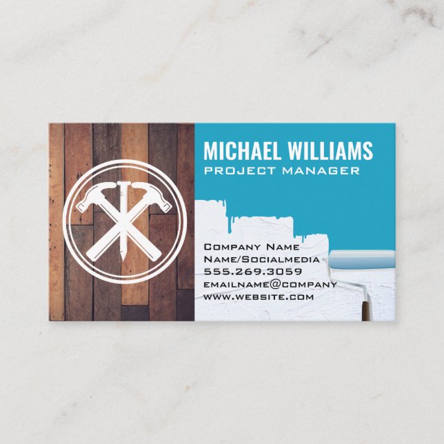 Cartão De Visita Hammers Nail | Tinta de madeira | Contratante gera (Frente)