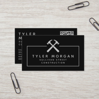 Cartão De Visita Hammers Silver Black Código QR Construção