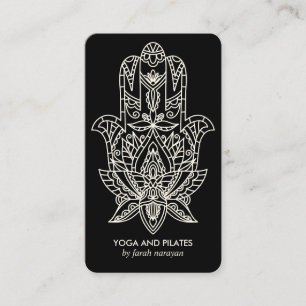 Cartão De Visita Hamsa Black Wellness spa massage yoga holistic