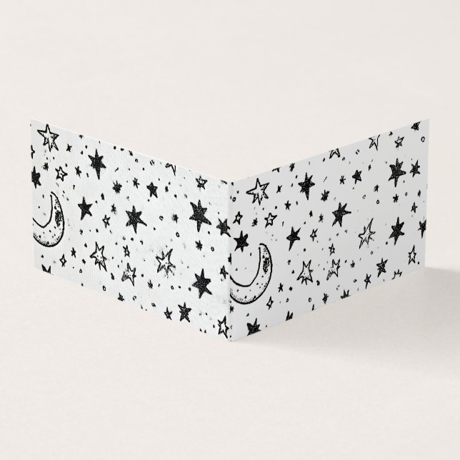 Cartão De Visita Hand Drawn Celestial Night Sky Pattern (Exterior)