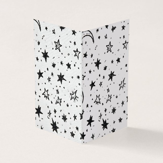 Cartão De Visita Hand Drawn Celestial Night Sky Pattern (Exterior)