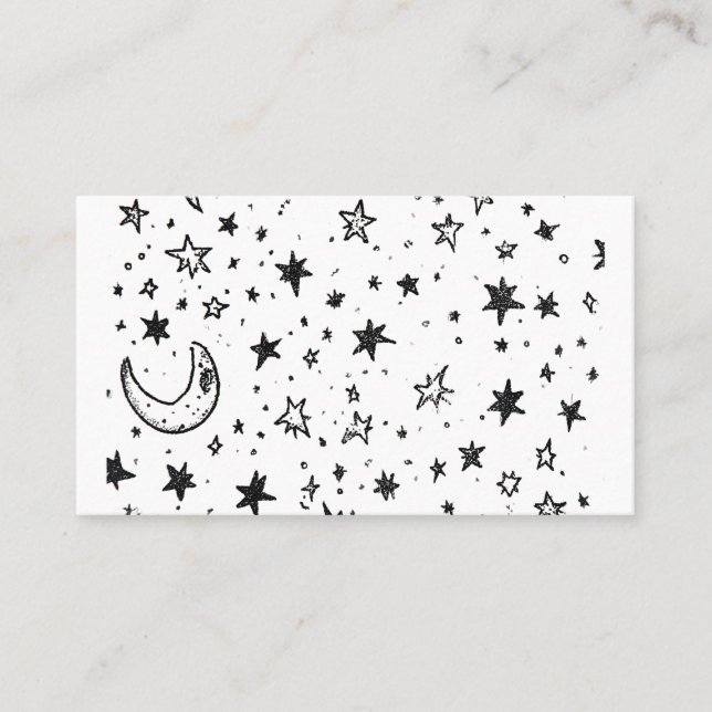 Cartão De Visita Hand Drawn Celestial Night Sky Pattern (Frente)
