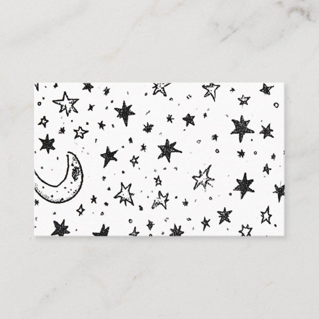 Cartão De Visita Hand Drawn Celestial Night Sky Pattern (Frente)