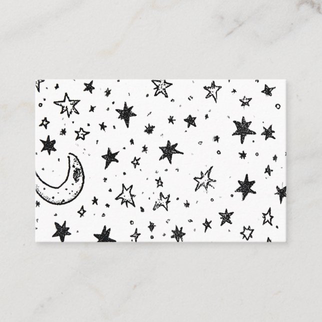 Cartão De Visita Hand Drawn Celestial Night Sky Pattern (Frente)