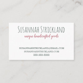 Cartão De Visita Handmade com malha cor-de-rosa para trás