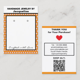Cartão De Visita Handmade Earrings Orange White Polka Dots