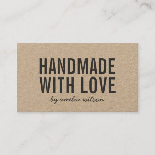 Cartão De Visita Handmade rústico à moda simples com amor Kraft
