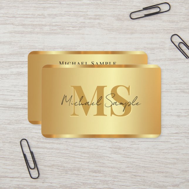 Cartão De Visita Handwritten Script Name QR Code Luxurious Gold (Frente/Verso In Situ)