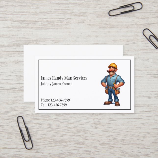 Cartão De Visita Handy Man Tool Box Contractor Business Card (Frente/Verso In Situ)