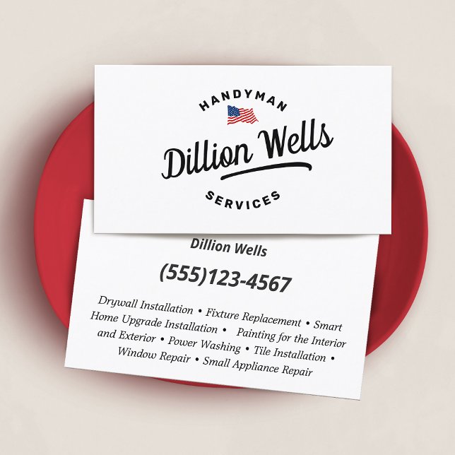 Cartão De Visita Handyman Carpenter American Flag (Criador carregado)
