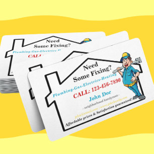 Cartão De Visita Handyman de Vizinhança com Ícone de Trabalhador Ma