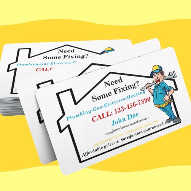 Cartão De Visita Handyman de Vizinhança com Ícone de Trabalhador Ma (Criador carregado)