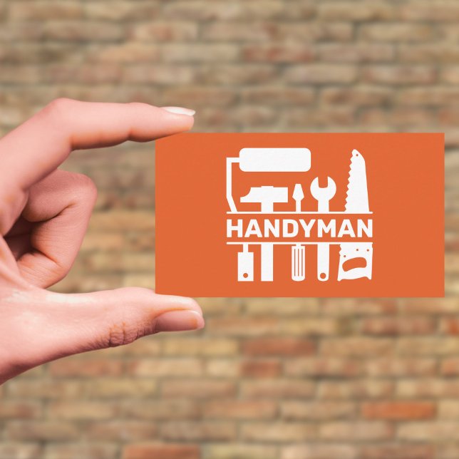 Cartão De Visita Handyman - Ferramentas de Hardware Monograma - Lar (Handyman - Hardware Tools Monogram Orange Business Card)