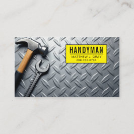 Cartão De Visita Handyman - Fundo de metal industrial com ferrament