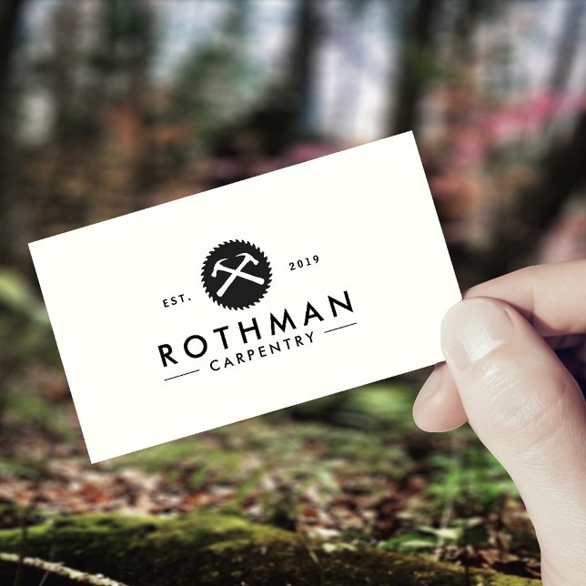 Cartão De Visita Handyman Hammer e Saw Carpenter (Criador carregado)