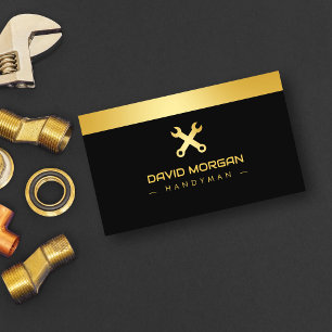 Cartão De Visita Handyman Negro E Dourado