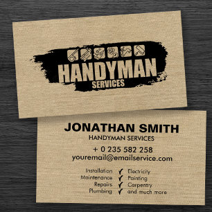 Cartão De Visita Handyman services simple black grungy 