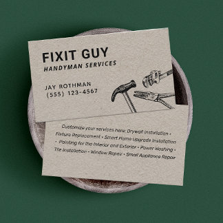 Cartão De Visita Handyman Tools, Home Melhoramento Da Casa Kraft Bu