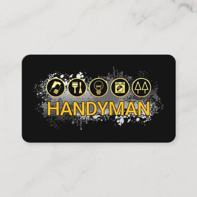 Cartão De Visita Handyman Tools On Paint Splatter (Frente)