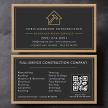 Handyman Wood QR Code Construction Black Gold 
