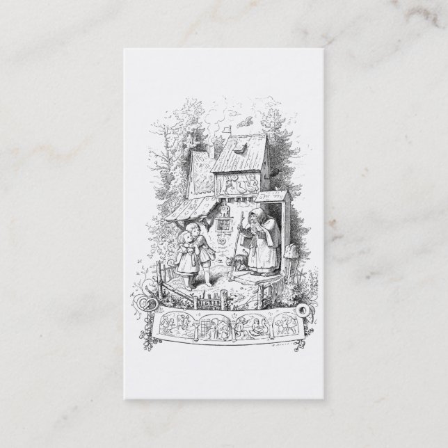Cartão De Visita Hansel e Gretel conhecem a bruxa (Frente)