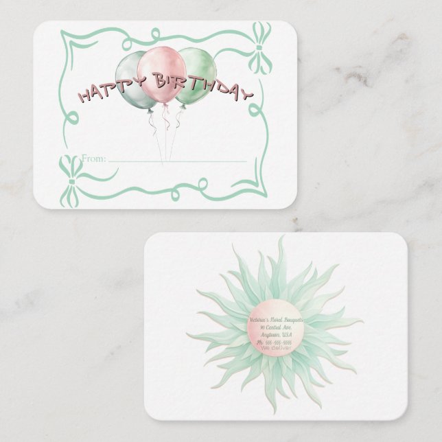 Cartão De Visita HAPPY BIRTHDAY Balloons Florist Gift Card (Frente/Verso)