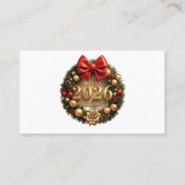 Cartão De Visita happy new year 2026 elegant wreath business card