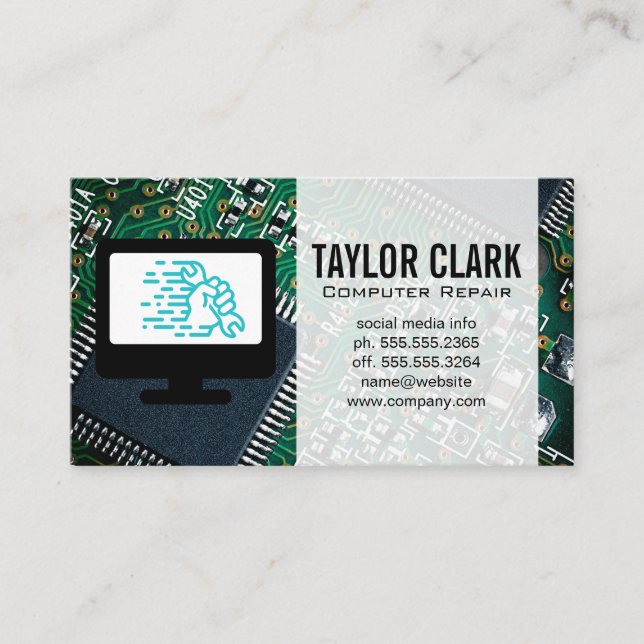 Cartão De Visita Hardware do computador | Logotipo em branco (Frente)