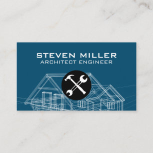Cartão De Visita Hardware   Esquema Impressão azul   Arquiteto