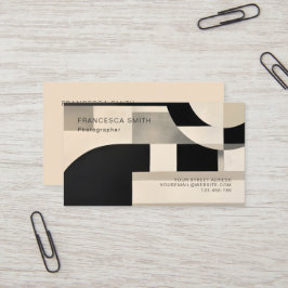Cartão De Visita Harmonia em Tons: Composição Abstrata em Preto e B