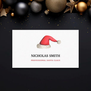 Cartão De Visita Hat de Papai Noel Festivo Minimalista
