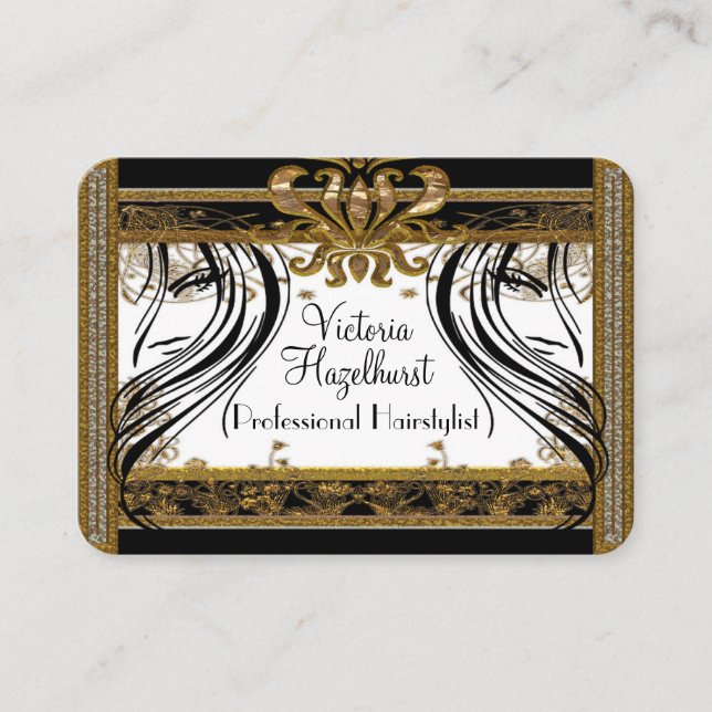 Cartão De Visita Hazelhurst Hairstylist Elegante Salon Professional (Frente)