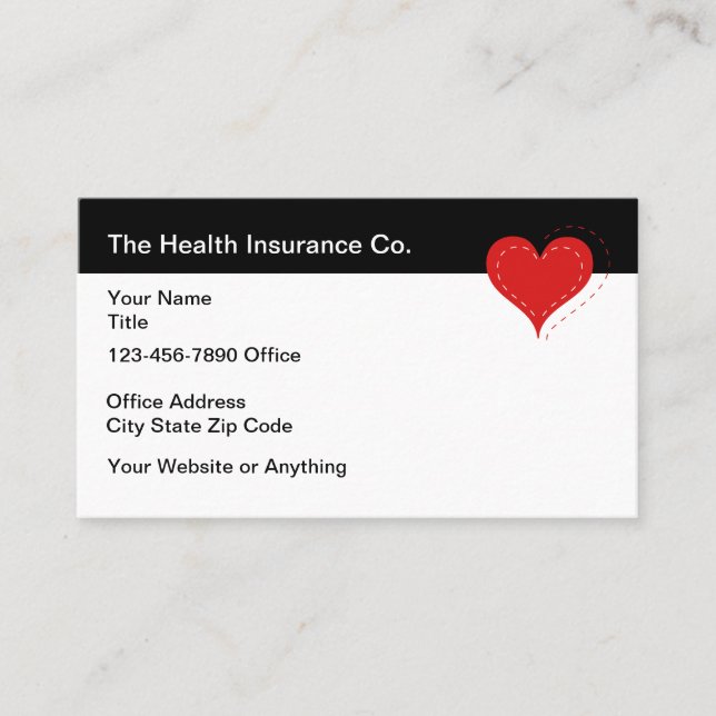 Cartão De Visita Health Insurance Agent Heart Graphic Business Card (Frente)