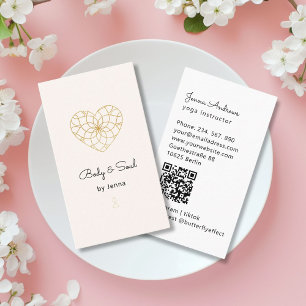 Cartão De Visita Heart Mandala Yoga Massage Wellness Código QR