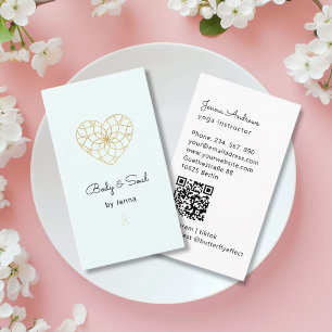 Cartão De Visita Heart Mandala Yoga Massage Wellness Código QR