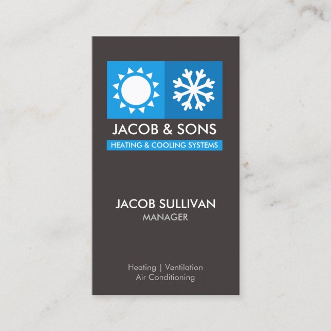 Cartão De Visita Heating Ventilation Air Conditioning Cooling Busin (Frente)