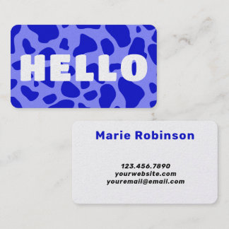 Cartão De Visita HELLO Cow Print White royal blue