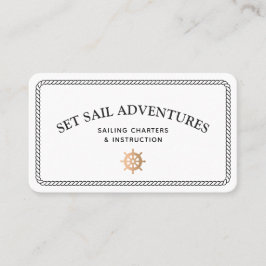 Cartão De Visita Helm de Navio Dourado da Corda Náutica