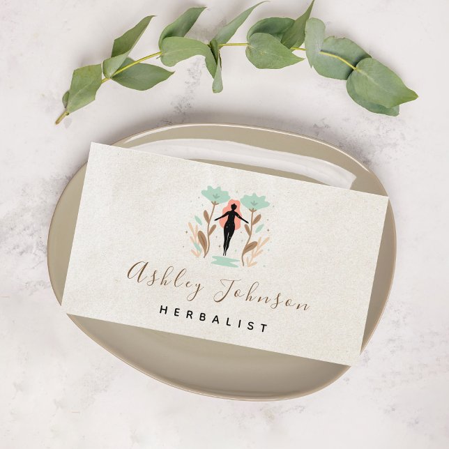 Cartão De Visita Herbalista Neutral Beige Simples (Criador carregado)